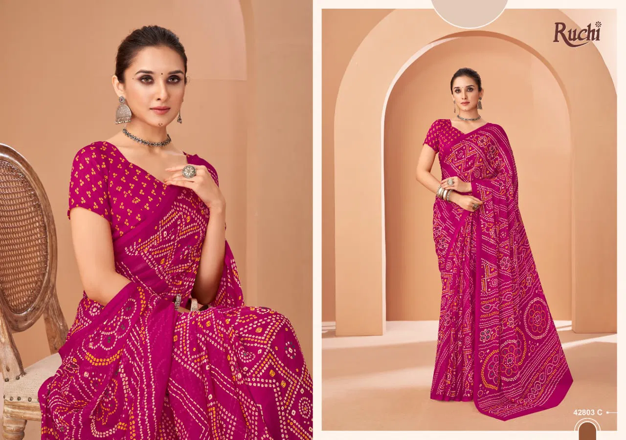 Star Chiffon 195 By Ruchi Chiffon Daily Wear Sarees Wholesale Market In Surat With Price